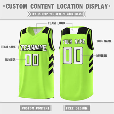 Custom Black Neon Green-White Reversible Double Side Tops Basketball Jersey