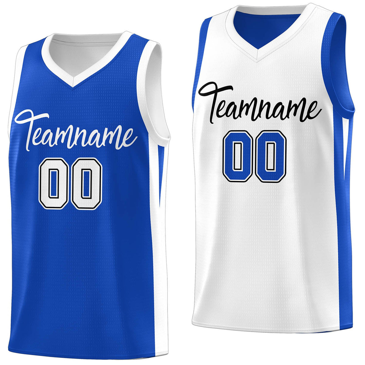 Custom Royal White Double Side Tops Athletic Basketball Jersey
