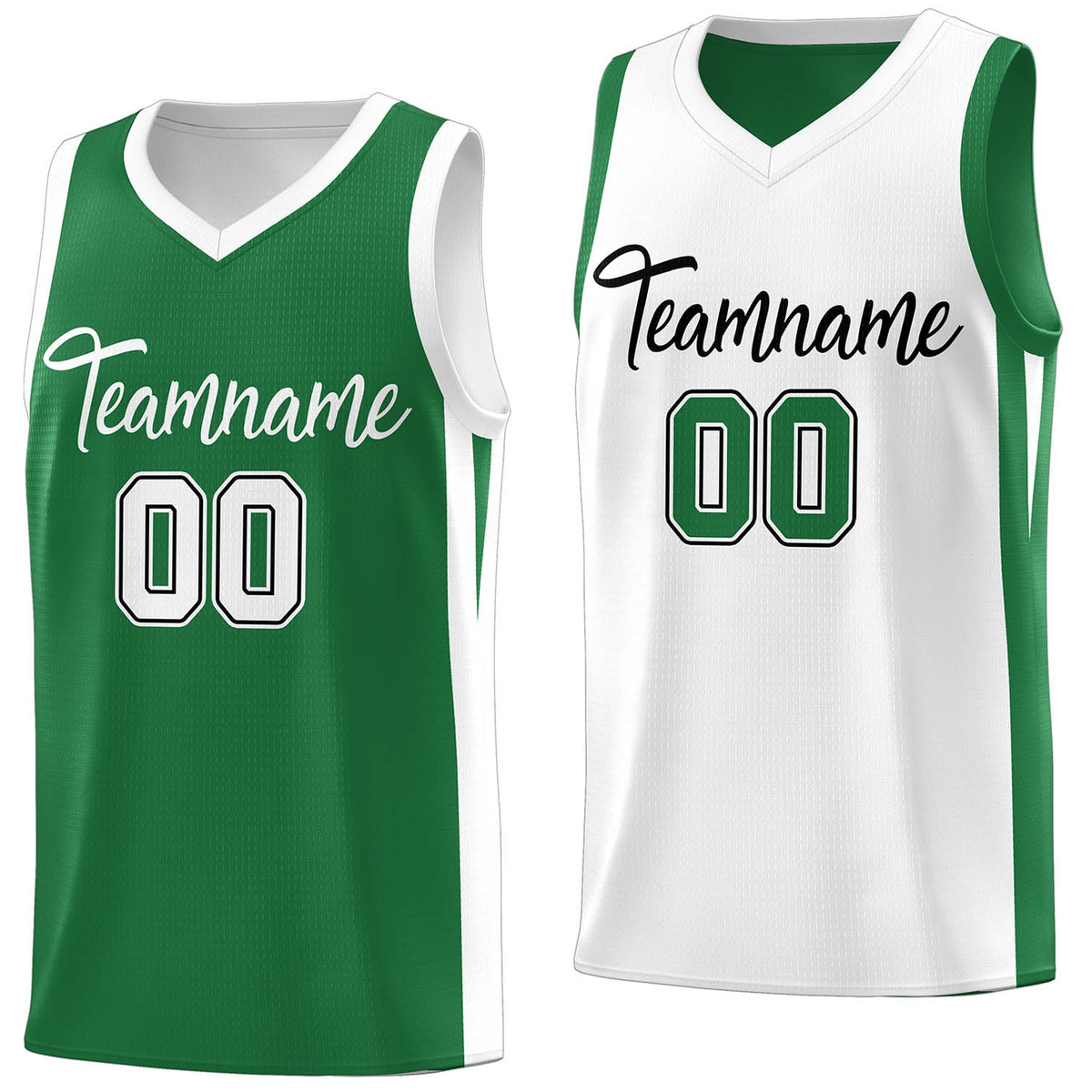 Custom Green White Double Side Tops Athletic Basketball Jersey