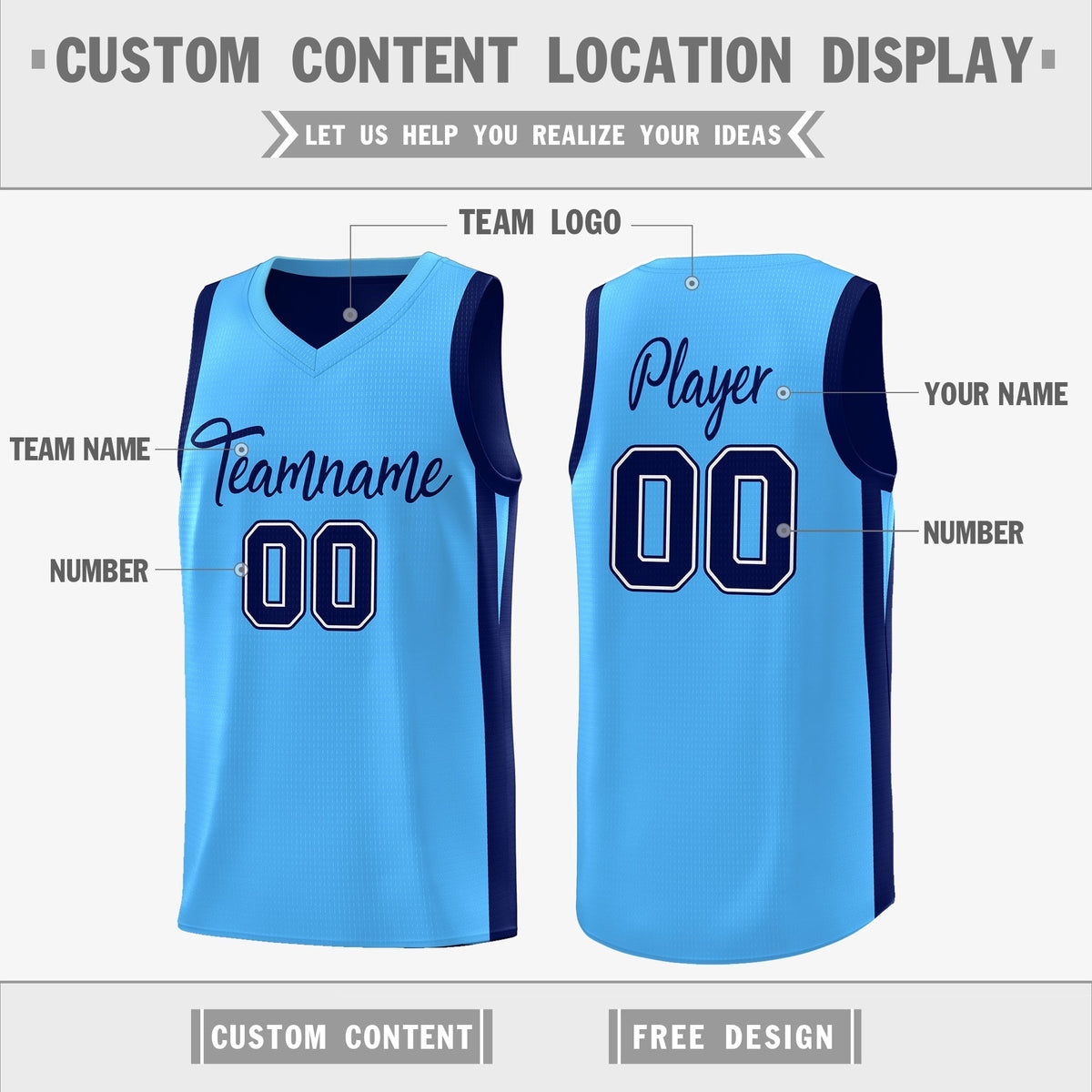 Custom Navy Blue Double Side Tops Athletic Basketball Jersey