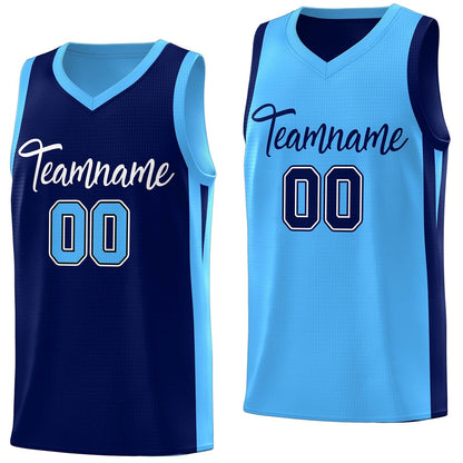 Custom Navy Blue Double Side Tops Basketball Jersey