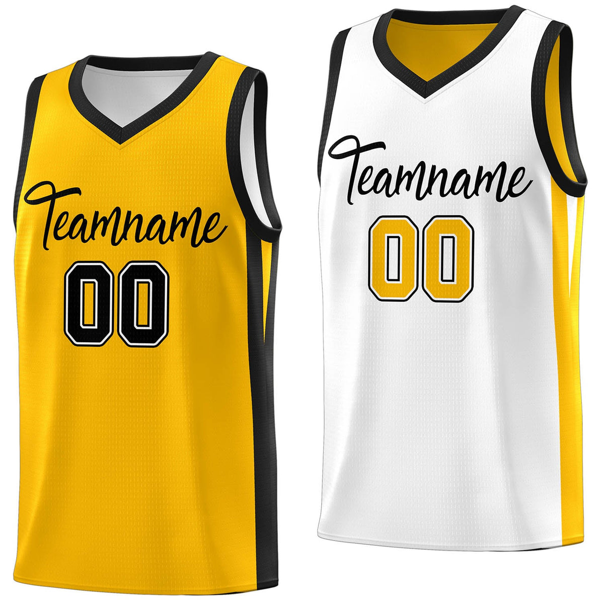 Custom Yellow White Double Side Tops Athletic Basketball Jersey