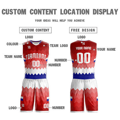Custom Red White-Navy Double Side Sets Sportswear Basketball Jersey