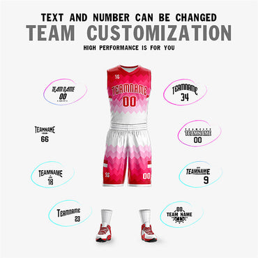 Custom Pink White Double Side Sets Sports Basketball Jersey
