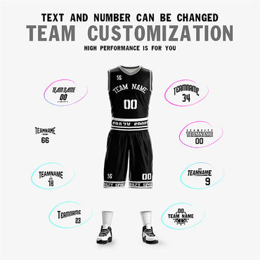 Custom Black White Double Side Sets Sportswear Basketball Jersey