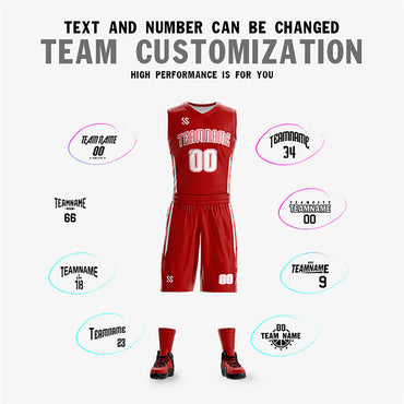 Custom Red White Double Side Sets Design Sportswear Basketball Jersey