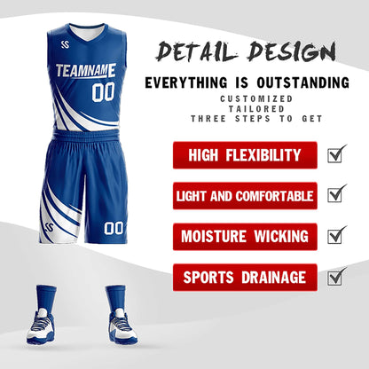 Custom Blue White Double Side Sets Design Sportswear Basketball Jersey