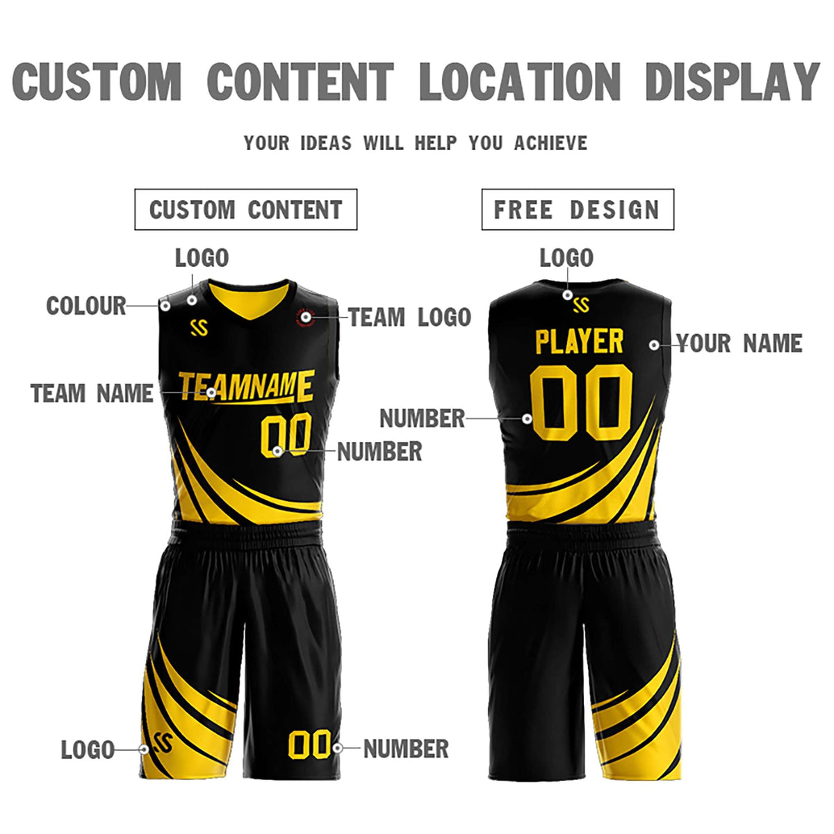 Yellow And Black Basketball Jersey