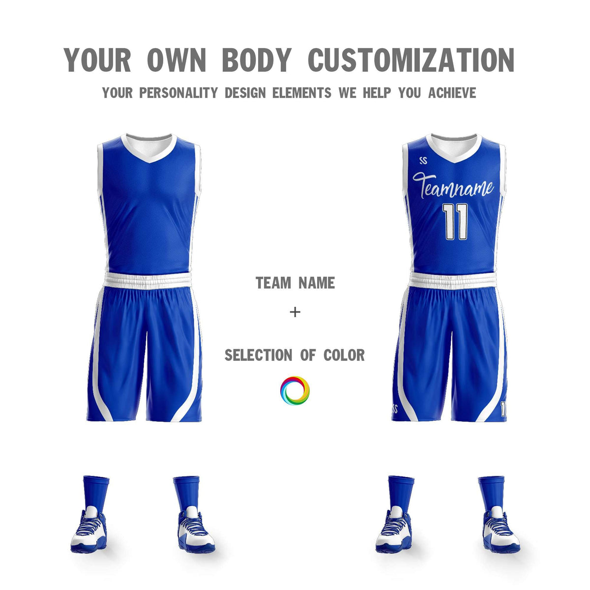 Custom Royal White Double Side Sets Design Sportswear Basketball Jersey