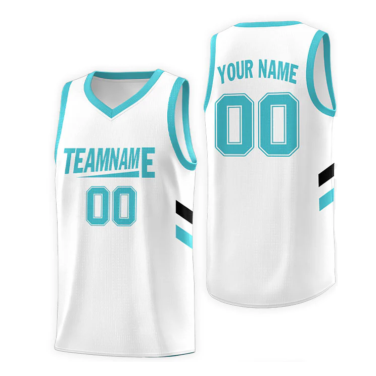 Custom White Teal  Design Sportswear Basketball Jersey