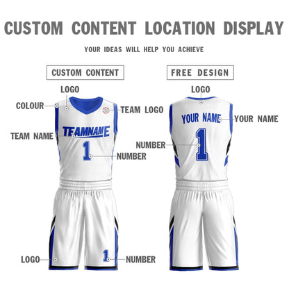 Custom White Royal Double Side Sets Design Sportswear Basketball Jersey