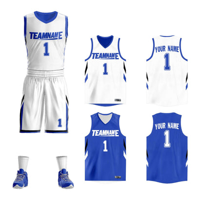 Custom White Royal Double Side Sets Design Sportswear Basketball Jersey