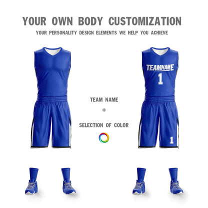 Custom Royal White Double Side Sets Design Sportswear Basketball Jersey