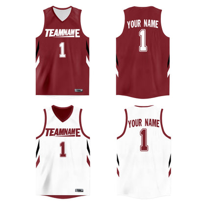 Custom Crimson White  Double Side Tops Athletic Basketball Jersey
