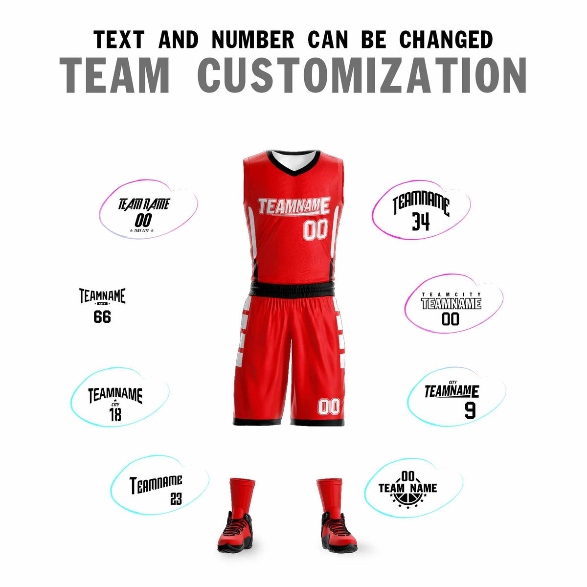 Custom Red White Double Side Sets Sportswear Basketball Jersey
