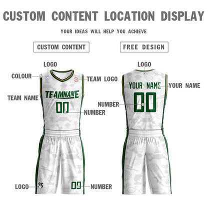 Custom White Green-Green Double Side Sets Basketball Jersey