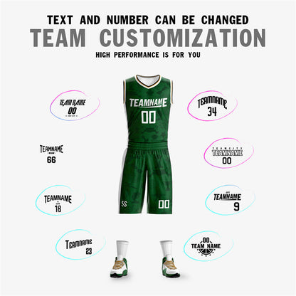 Custom Green White-Yellow Double Side Sets Basketball Jersey