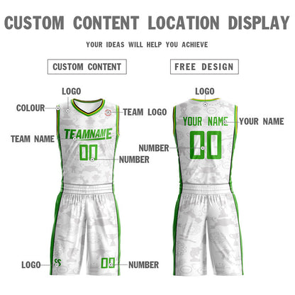 Custom White Light Green Double Side Sets Basketball Jersey