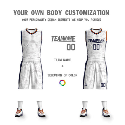 Custom White Navy Double Side Sets Basketball Jersey