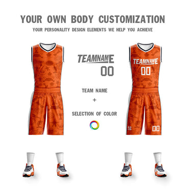 Custom Orange White Double Side Sets Basketball Jersey