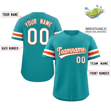 Custom Teal White-Orange Classic Style Authentic Baseball Jersey