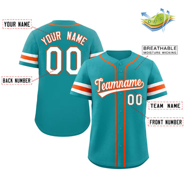 Custom Teal White-Orange Classic Style Authentic Baseball Jersey
