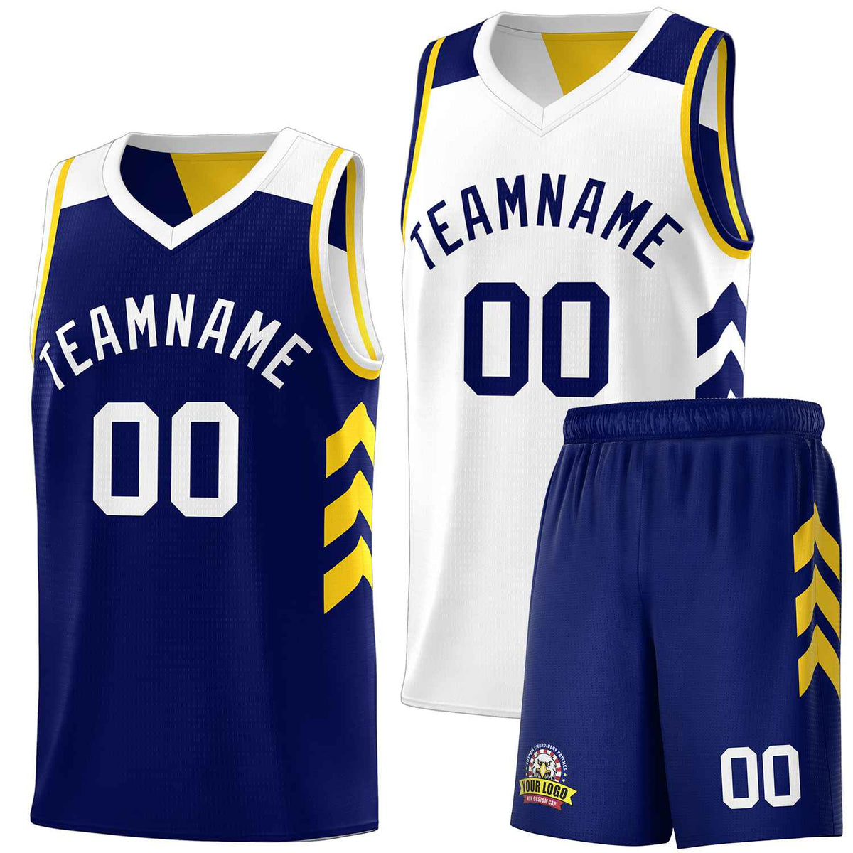 Custom Navy White Double Side Sets Men Basketball Jersey