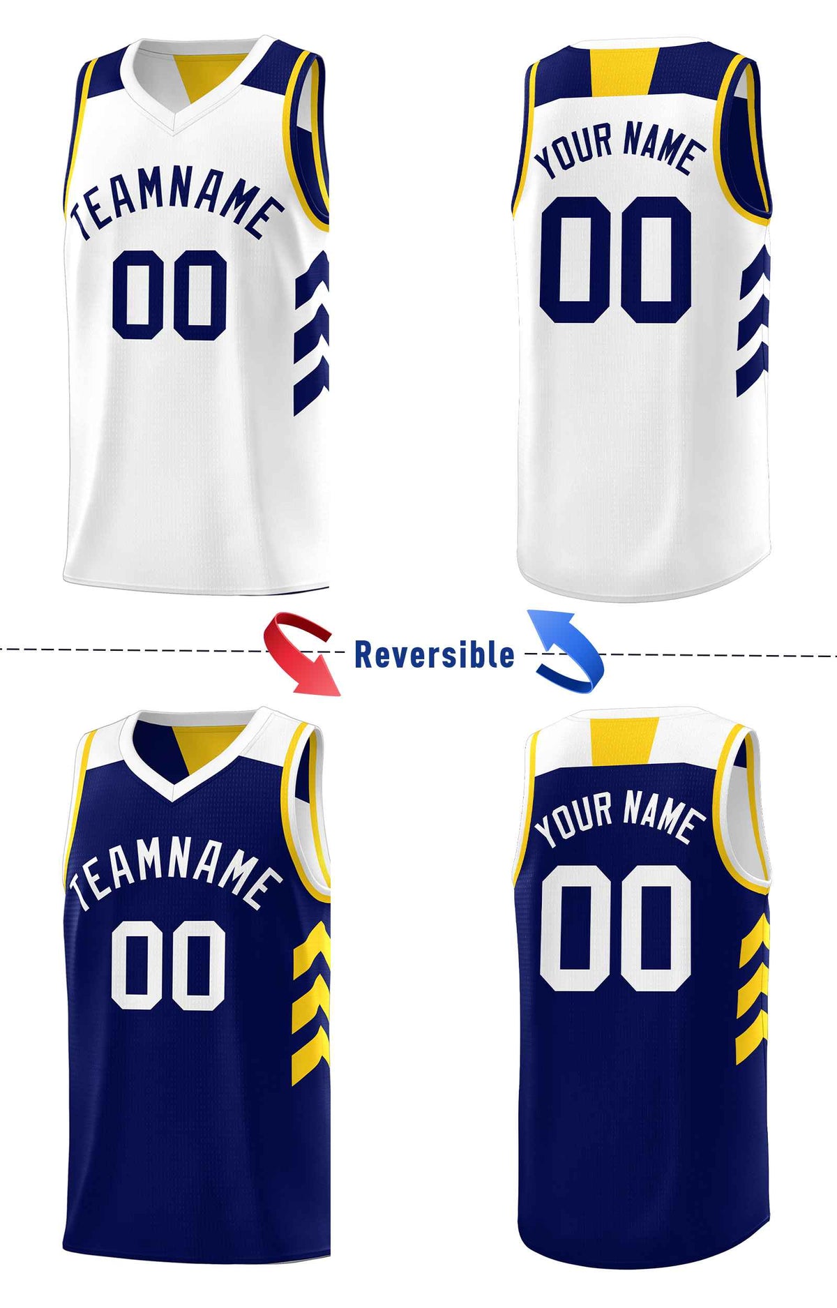 Custom Navy White Double Side Sets Men Basketball Jersey