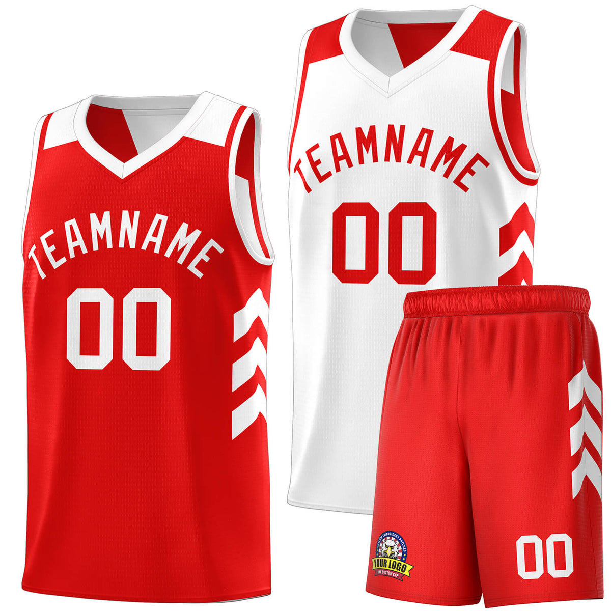 Custom White Red Double Side Sets Men Basketball Jersey