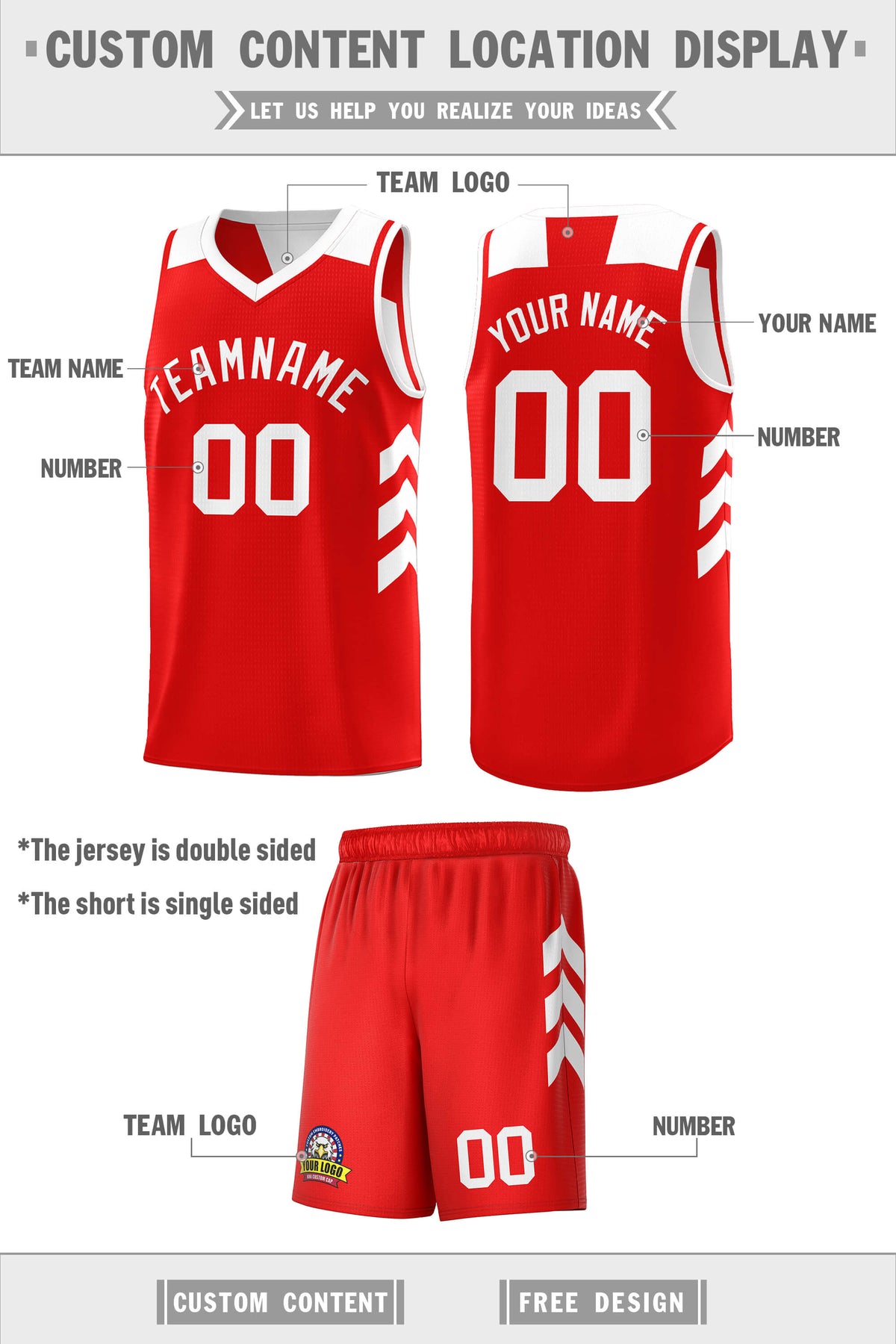 Custom White Red Double Side Sets Men Basketball Jersey