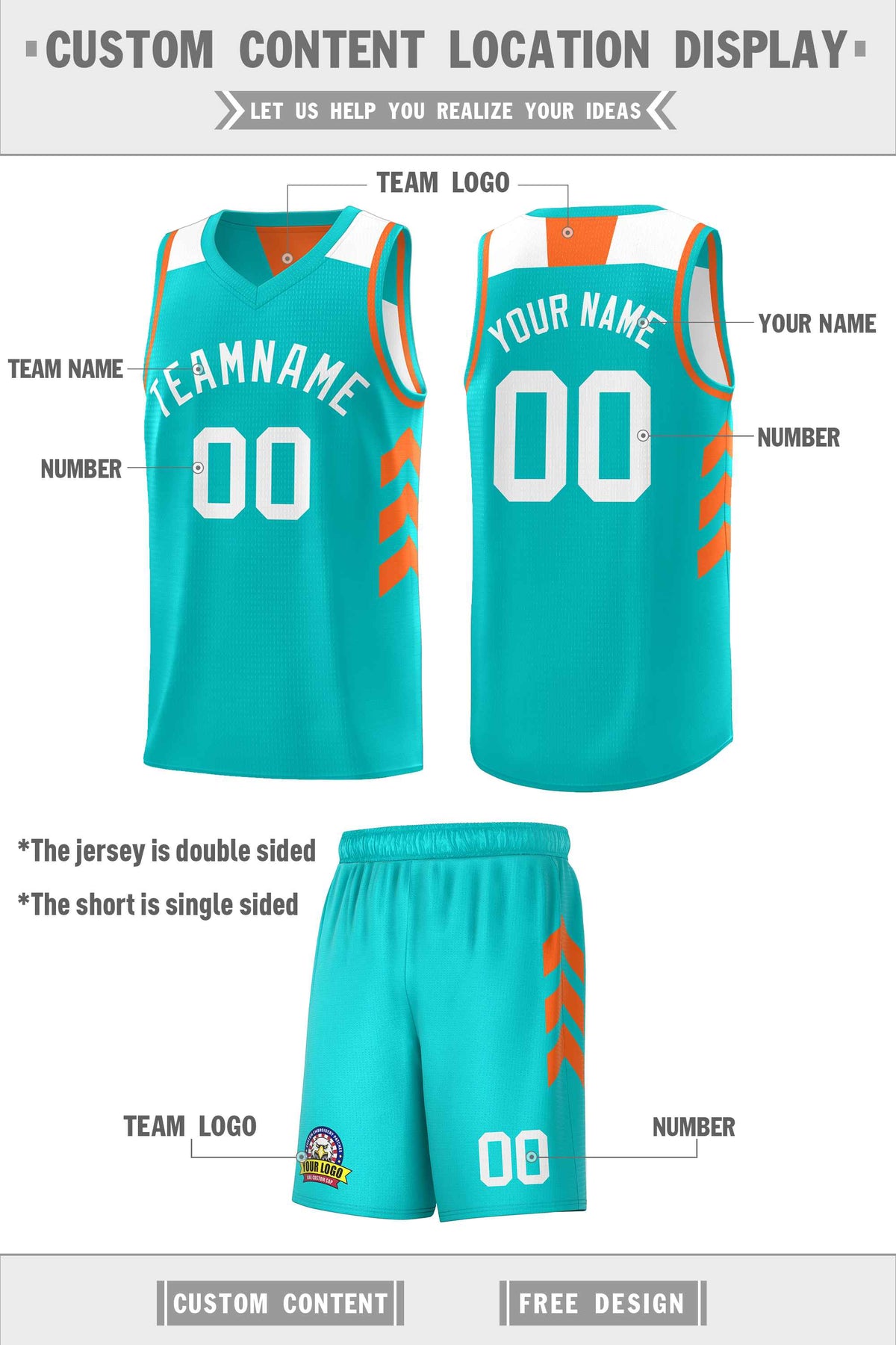 Custom Teal White Double Side Sets Personalized Basketball Jersey