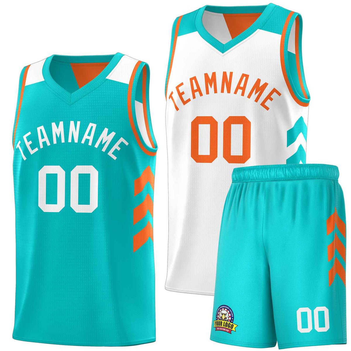 Custom Teal White Double Side Sets Personalized Basketball Jersey