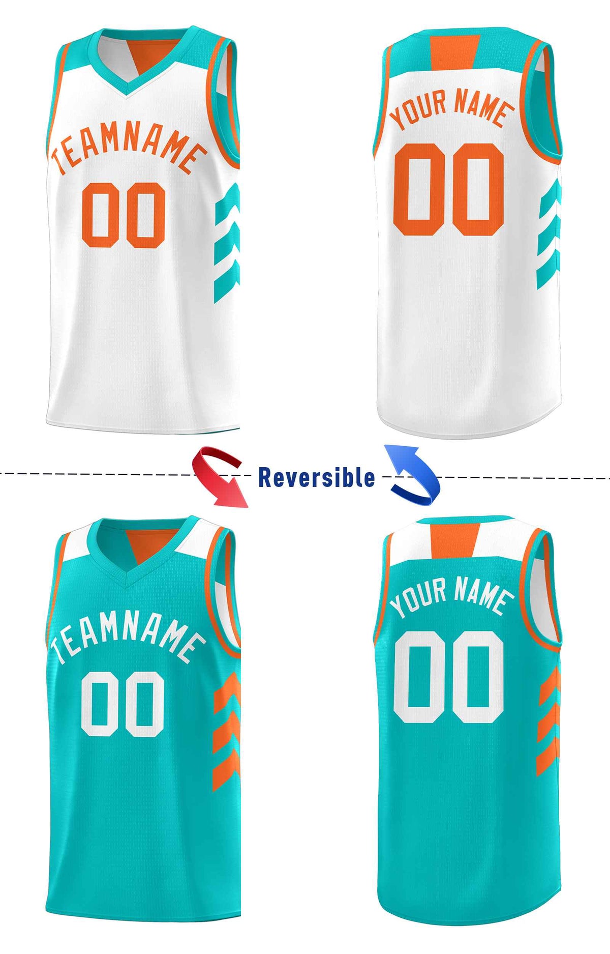 Custom Teal White Double Side Sets Personalized Basketball Jersey