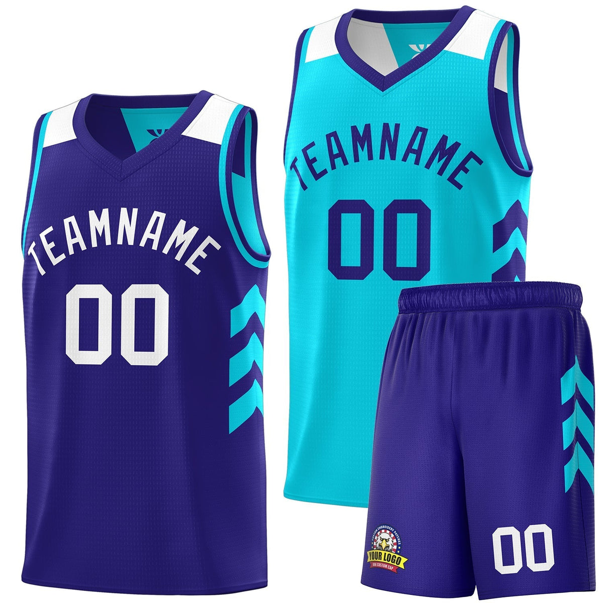 Custom Purple Aqua Double Side Sets Personalized Basketball Jersey