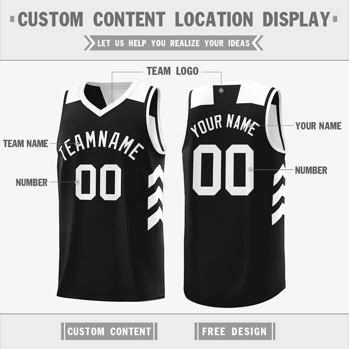 Custom Black White Reversible Double Side Tops Basketball Jersey