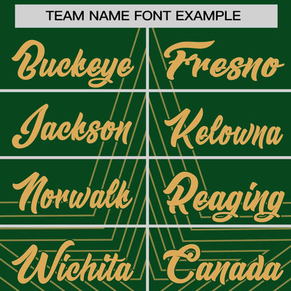 Custom Green Old Gold Personalized Star Pattern Raglan Sleeves Performance T-Shirt