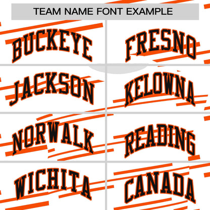Custom White Orange Personalized Slanting Line Graffiti Pattern Performance T-Shirt