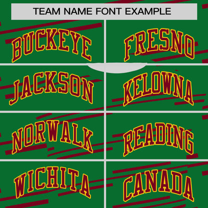 Custom Kelly Green Crimson Personalized Slanting Line Graffiti Pattern Performance T-Shirt