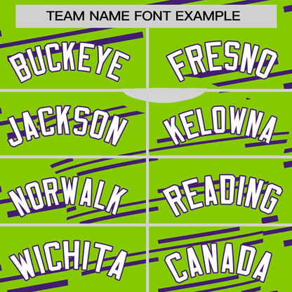 Custom Neon Green Purple Personalized Slanting Line Graffiti Pattern Performance T-Shirt