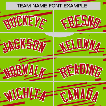 Custom Neon Green Red Personalized Slanting Line Graffiti Pattern Performance T-Shirt