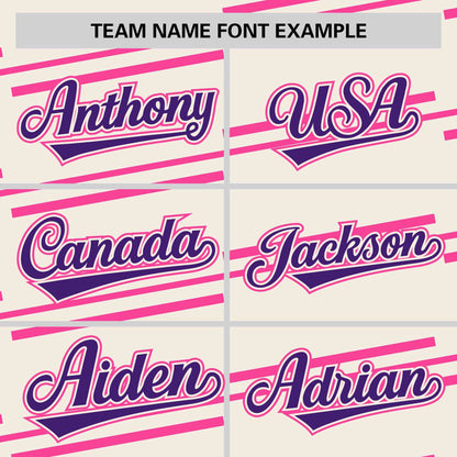 Custom Cream Pink Personalized Slanting Line Graffiti Pattern Performance T-Shirt