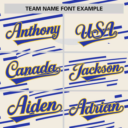 Custom Cream Royal Personalized Slanting Line Graffiti Pattern Performance T-Shirt