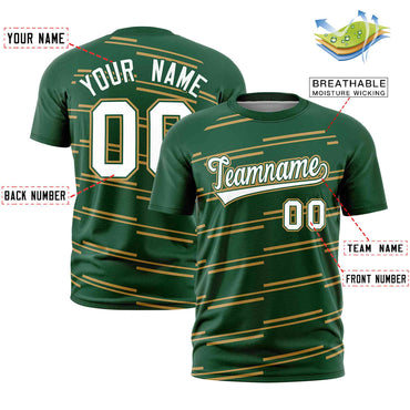 Custom Green Old Gold Personalized Slanting Line Graffiti Pattern Performance T-Shirt