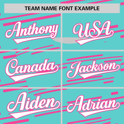 Custom Aqua Pink Personalized Slanting Line Graffiti Pattern Performance T-Shirt
