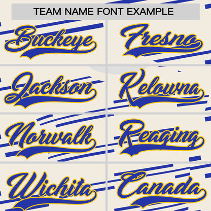 Custom Cream Royal Personalized Slanting Line Graffiti Pattern Performance T-Shirt