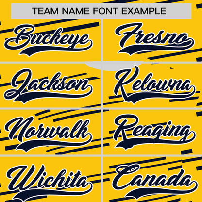 Custom Gold Navy Personalized Slanting Line Graffiti Pattern Performance T-Shirt