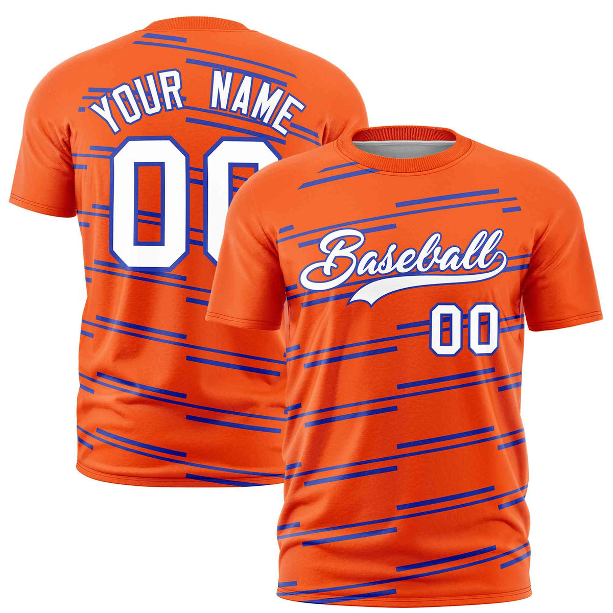 Custom Orange Royal Personalized Slanting Line Graffiti Pattern Performance T-Shirt