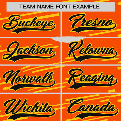 Custom Orange Gold Personalized Slanting Line Graffiti Pattern Performance T-Shirt
