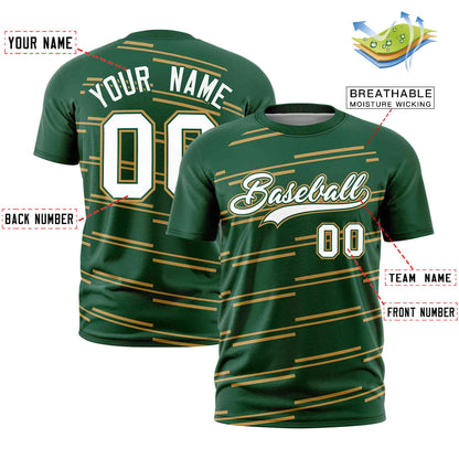 Custom Green Old Gold Personalized Slanting Line Graffiti Pattern Performance T-Shirt