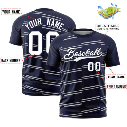 Custom Navy Gray Personalized Slanting Line Graffiti Pattern Performance T-Shirt